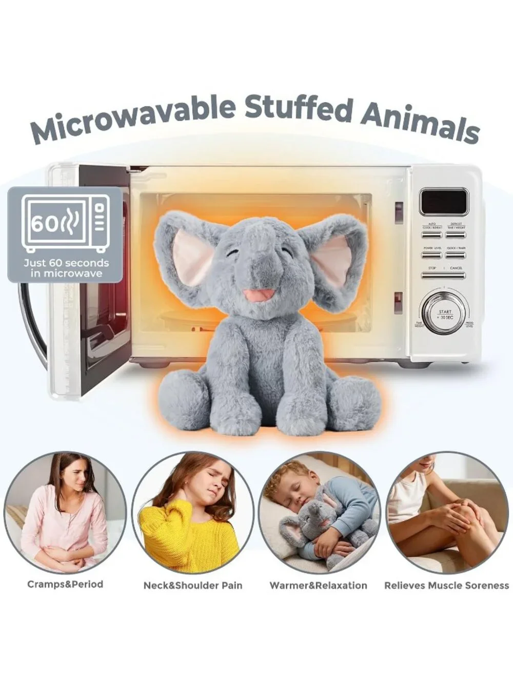 Elephant Weighted Plush Lavender Scented Microwavable Heating Pad Cozy Toy
